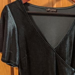 Velour emerald green party top